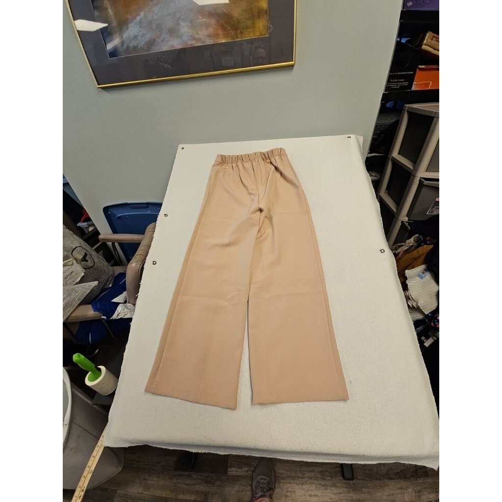 Max Wide Leg Trousers Tan Brown Gold Chain Accent High Waist Pants Uk 10 Eur 36 — image 8 of 8